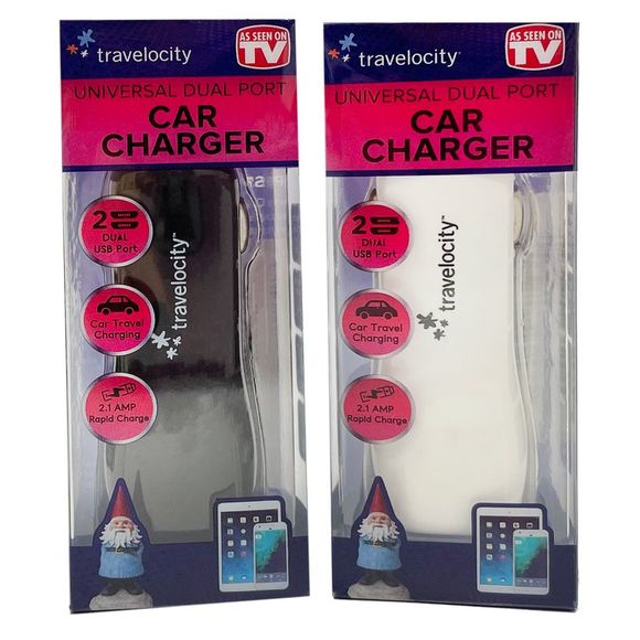 As Seen on TV Travelocity Dual 2.1 AMP USB Car Charger, 2 Pack - Picture 1 of 6